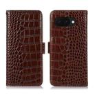 For Google Pixel 9a Crocodile Top Layer Cowhide Leather Phone Case(Brown) - 1