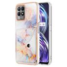 For Realme 8i Marble Pattern IMD Card Slot Phone Case(Galaxy Marble White) - 1