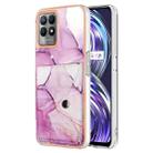 For Realme 8i Marble Pattern IMD Card Slot Phone Case(Pink Purple Gold) - 1