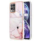 For Realme 8i Marble Pattern IMD Card Slot Phone Case(Rose Gold) - 1