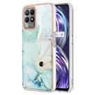 For Realme 8i Marble Pattern IMD Card Slot Phone Case(Green) - 1