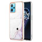 For Realme 9 Pro+ 5G Marble Pattern IMD Card Slot Phone Case(White Purple) - 1