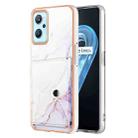 For Realme 9i / OPPO A36 Marble Pattern IMD Card Slot Phone Case(White Purple) - 1