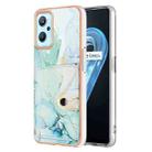 For Realme 9i / OPPO A36 Marble Pattern IMD Card Slot Phone Case(Green) - 1