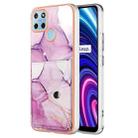 For Realme C21Y Marble Pattern IMD Card Slot Phone Case(Pink Purple Gold) - 1