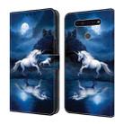 For LG K51 Crystal Painted Leather Phone case(White Horse) - 1