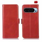 For Google Pixel 9 Crazy Horse Top Layer Cowhide Leather Phone Case(Red) - 1