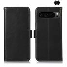 For Google Pixel 9 Pro Crazy Horse Top Layer Cowhide Leather Phone Case(Black) - 1