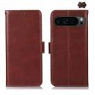 For Google Pixel 9 Pro Crazy Horse Top Layer Cowhide Leather Phone Case(Brown) - 1