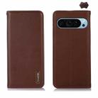 For Google Pixel 9 KHAZNEH Nappa Top Layer Cowhide Leather Phone Case(Brown) - 1