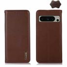 For Google Pixel 9 Pro KHAZNEH Nappa Top Layer Cowhide Leather Phone Case(Brown) - 1