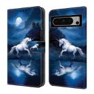 For Google Pixel 6a Crystal Painted Leather Phone case(White Horse) - 1