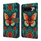 For Google Pixel 7a Crystal Painted Leather Phone case(Flower Butterfly) - 1