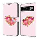 For Google Pixel 8 Crystal Painted Leather Phone case(Love Peach) - 1