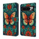 For Google Pixel 8 Pro Crystal Painted Leather Phone case(Flower Butterfly) - 1