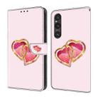 For Sony Xperia 1 IV Crystal Painted Leather Phone case(Love Peach) - 1