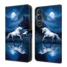 For Sony Xperia 1 IV Crystal Painted Leather Phone case(White Horse) - 1