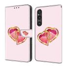 For Sony Xperia 1 V Crystal Painted Leather Phone case(Love Peach) - 1