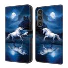 For Sony Xperia 1 V Crystal Painted Leather Phone case(White Horse) - 1