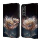 For Sony Xperia 1 V Crystal Painted Leather Phone case(Peony) - 1