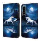 For Sony Xperia 5 III Crystal Painted Leather Phone case(White Horse) - 1