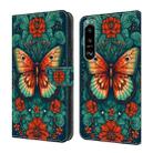 For Sony Xperia 5 III Crystal Painted Leather Phone case(Flower Butterfly) - 1