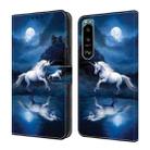 For Sony Xperia 5 IV Crystal Painted Leather Phone case(White Horse) - 1