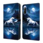 For Sony Xperia 10 III Crystal Painted Leather Phone case(White Horse) - 1