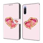 For Sony Xperia 10 IV Crystal Painted Leather Phone case(Love Peach) - 1