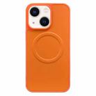 For iPhone 14 Plus 2 in 1 MagSafe Magnetic Silicone Leather Phone Case(Orange) - 1