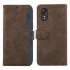 For Samsung Galaxy Xcover 7 ABEEL Color Block Magnetic RFID Leather Phone Case(Brown-Blue) - 1