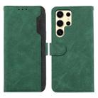 For Samsung Galaxy S24 Ultra 5G ABEEL Color Block Magnetic RFID Leather Phone Case(Green-Black) - 1