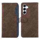 For Samsung Galaxy S24+ 5G ABEEL Color Block Magnetic RFID Leather Phone Case(Brown-Blue) - 1