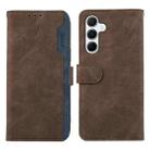 For Samsung Galaxy S23 FE 5G ABEEL Color Block Magnetic RFID Leather Phone Case(Brown-Blue) - 1