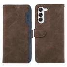 For Samsung Galaxy S23+ 5G ABEEL Color Block Magnetic RFID Leather Phone Case(Brown-Blue) - 1