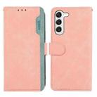 For Samsung Galaxy S23 5G ABEEL Color Block Magnetic RFID Leather Phone Case(Pink-Cyan) - 1