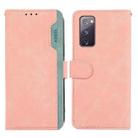 For Samsung Galaxy S20 FE ABEEL Color Block Magnetic RFID Leather Phone Case(Pink-Cyan) - 1