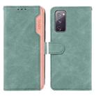 For Samsung Galaxy S20 FE ABEEL Color Block Magnetic RFID Leather Phone Case(Cyan-Pink) - 1