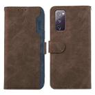 For Samsung Galaxy S20 FE ABEEL Color Block Magnetic RFID Leather Phone Case(Brown-Blue) - 1