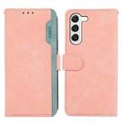 For Samsung Galaxy S22+ 5G ABEEL Color Block Magnetic RFID Leather Phone Case(Pink-Cyan) - 1