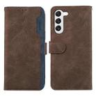 For Samsung Galaxy S22 5G ABEEL Color Block Magnetic RFID Leather Phone Case(Brown-Blue) - 1