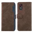 For Samsung Galaxy Xcover 5 ABEEL Color Block Magnetic RFID Leather Phone Case(Brown-Blue) - 1