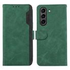 For Samsung Galaxy S21 FE 5G ABEEL Color Block Magnetic RFID Leather Phone Case(Green-Black) - 1