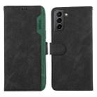 For Samsung Galaxy S21 5G ABEEL Color Block Magnetic RFID Leather Phone Case(Black-Green) - 1