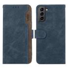 For Samsung Galaxy S21 5G ABEEL Color Block Magnetic RFID Leather Phone Case(Blue-Brown) - 1