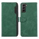 For Samsung Galaxy S21 5G ABEEL Color Block Magnetic RFID Leather Phone Case(Green-Black) - 1