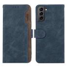 For Samsung Galaxy S21+ 5G ABEEL Color Block Magnetic RFID Leather Phone Case(Blue-Brown) - 1