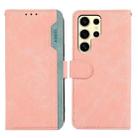 For Samsung Galaxy S21 Ultra 5G ABEEL Color Block Magnetic RFID Leather Phone Case(Pink-Cyan) - 1