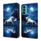 For Motorola Moto E20/E30/E40 Crystal Painted Leather Phone case(White Horse) - 1