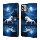 For Motorola Moto G22 Crystal Painted Leather Phone case(White Horse) - 1